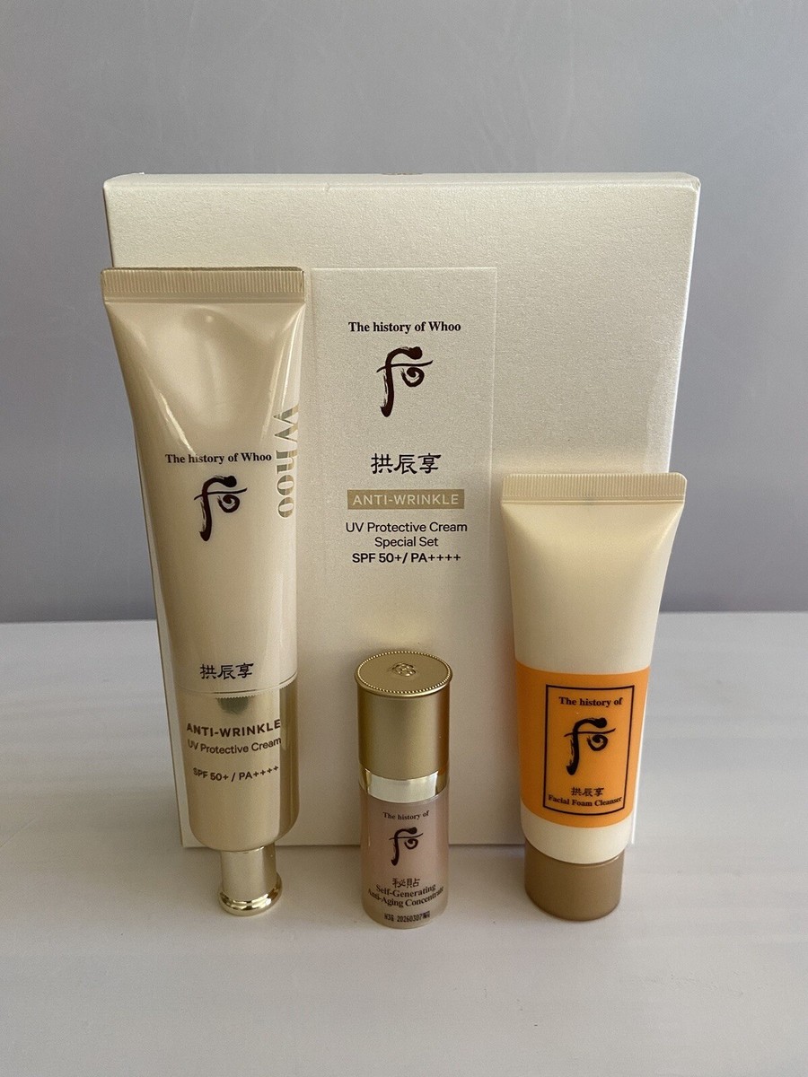 Bộ Kem Chống Nắng Chống Nhăn Whoo Gongjinhyang Anti - Wrinkle UV Protective Cream Special Set